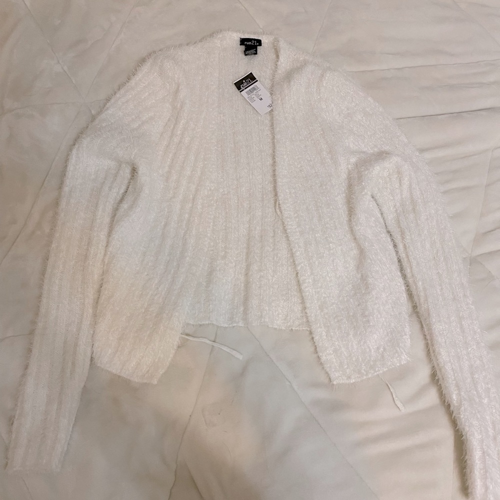 Rue 21- White Sweater Bomber Jacket
